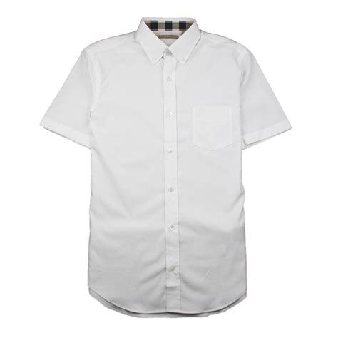 burberry white collar shirt short sleeve|Burberry short sleeve shirt men.